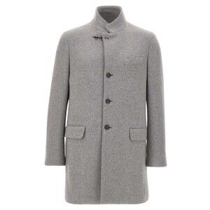 Fay High Collar Gray Virgin Wool Coat - NWT